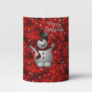 Christmas Pillar Candle, Snowman Candle