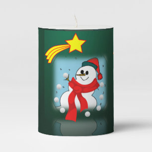Christmas Pillar Candle, Snowman Candle