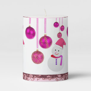 Christmas Pillar Candle, Snowman Candle