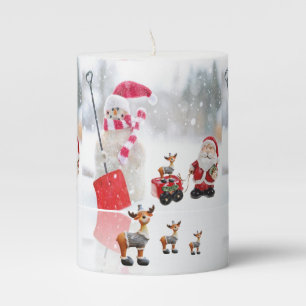Christmas Pillar Candle, Snowman Candle