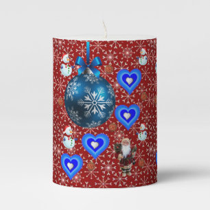 Christmas Pillar Candle, Snowman Candle