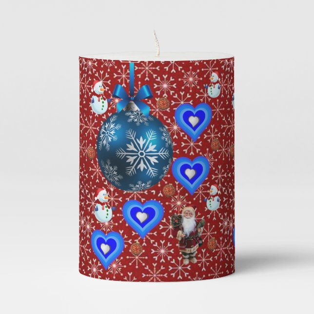 Christmas Pillar Candle, Snowman Candle (Front)