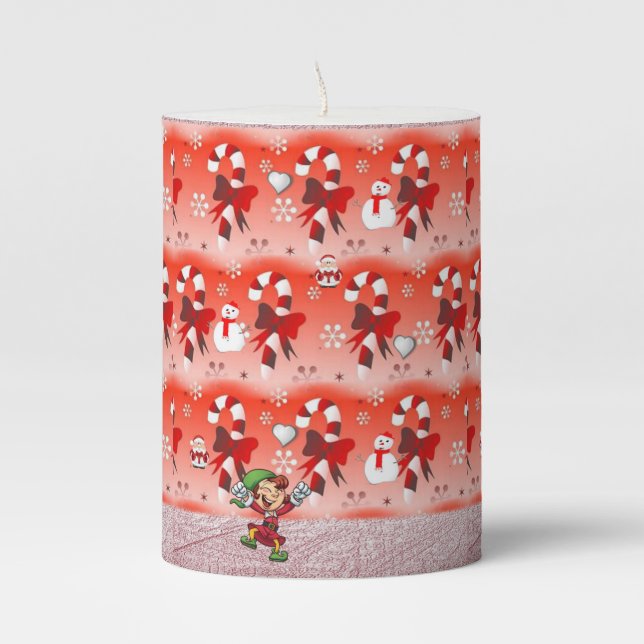 Christmas Pillar Candle, Snowman Candle (Front)