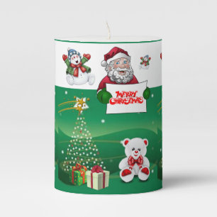 Christmas Pillar Candle, Snowman Candle