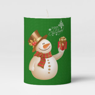 Christmas Pillar Candle, Snowman Candle