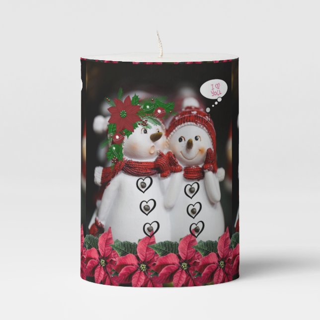 Christmas Pillar Candle, Snowman Candle (Front)