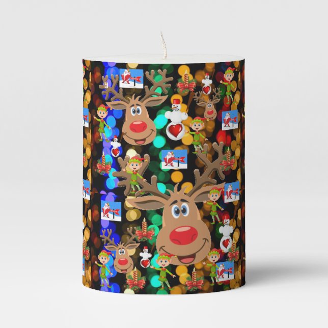 Christmas Pillar Candle, Snowman Candle (Front)