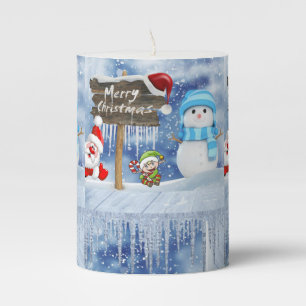Christmas Pillar Candle, Snowman Candle