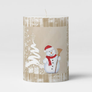 Christmas Pillar Candle, Snowman Candle