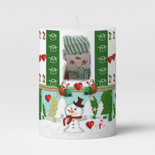 Christmas Pillar Candle, Snowman Candle