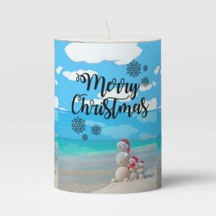 Christmas Pillar Candle, Snowman Candle