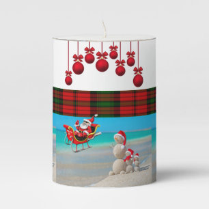 Christmas Pillar Candle, Snowman Candle