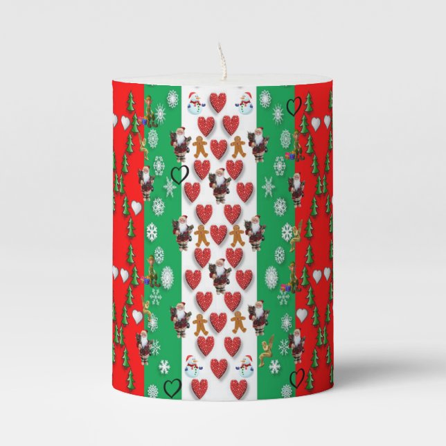 Christmas Pillar Candle, Snowman Candle (Front)