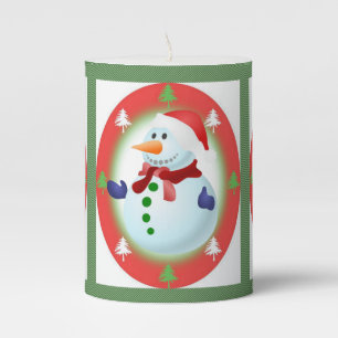 Christmas Pillar Candle, Snowman Candle