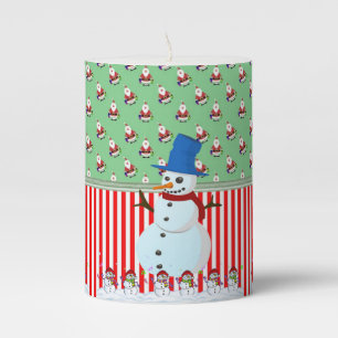 Christmas Pillar Candle, Snowman Candle