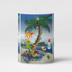 Christmas Pillar Candle, Snowman Pillar Candle