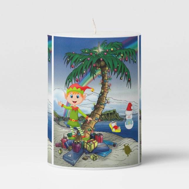 Christmas Pillar Candle, Snowman Pillar Candle (Front)