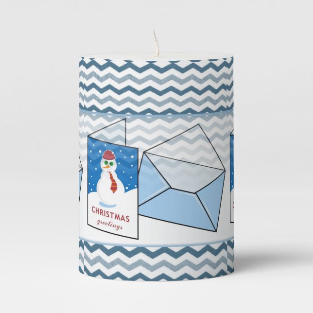 Christmas Pillar Candle, Snowman Pillar Candle (Front)