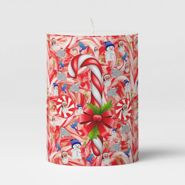 Christmas Pillar Candle, Snowman Pillar Candle (Front)