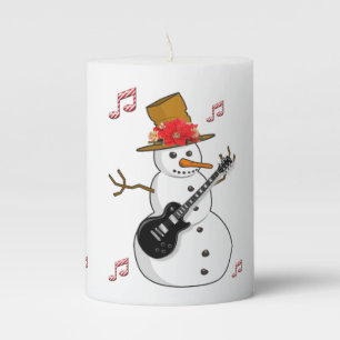 Christmas Pillar Candle, Snowman Pillar Candle