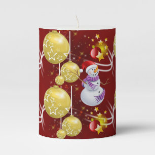 Christmas Pillar Candle, Snowman Pillar Candle