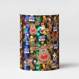 Christmas Pillar Candle, Snowman Pillar Candle