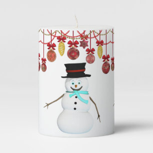 Christmas Pillar Candle, Snowman Pillar Candle
