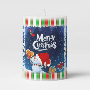 Christmas Pillar Candle, Snowman Pillar Candle