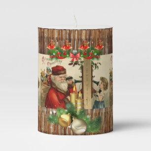 Christmas Pillar Candle, Vintage Candle