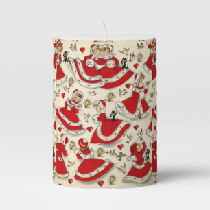 Christmas Pillar Candle, Vintage Pillar Candle