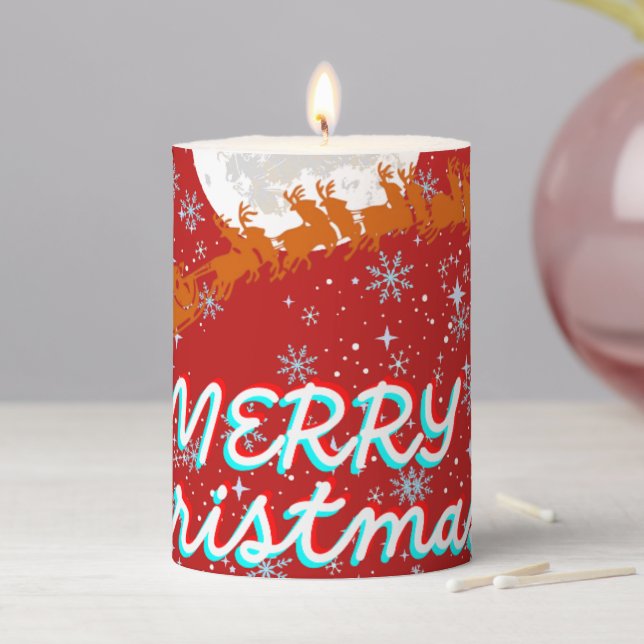 Christmas Pillar Candles.1  (3"by4")  Candle (In Situ)