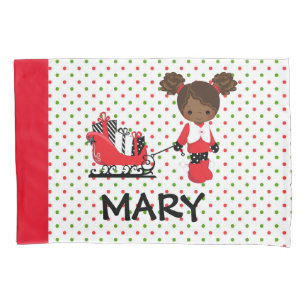 Christmas Pillow Case African American Girl