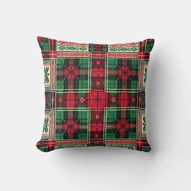 Christmas Pillow Design – Classic Red and Green (Front)