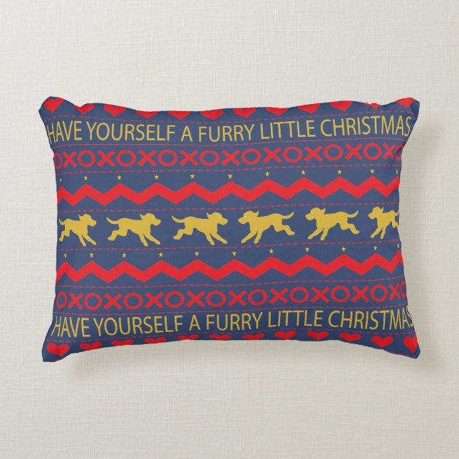 Christmas Pillow "Furry Christmas" Dogs (Front)