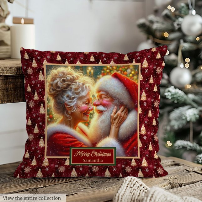Christmas Pillow Vintage Santa Couple Personalized (Christmas Pillow Vintage Santa Couple Personalized)