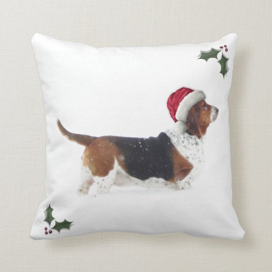 basset hound christmas pillow