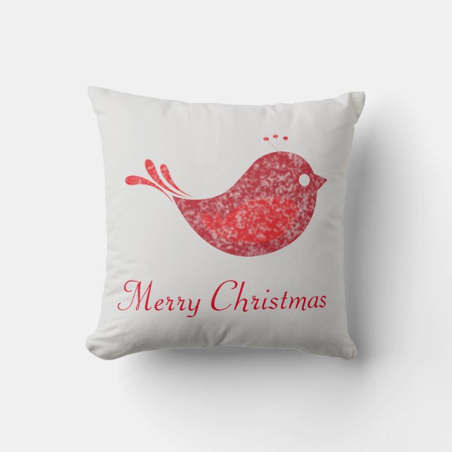 Christmas Pillow with Red Bird (Front)
