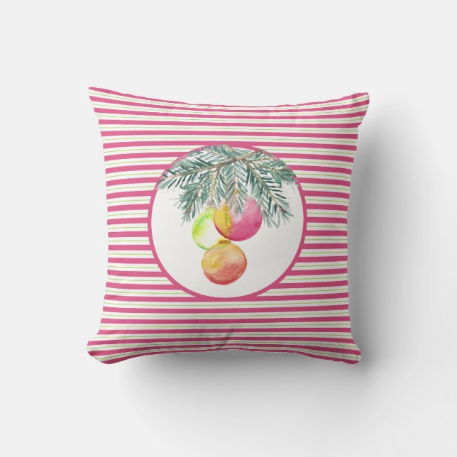 Christmas Pillows Unique Colorful Watercolor  (Front)