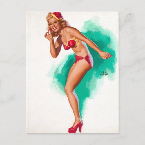 Christmas Pin Up Art Holiday Postcard