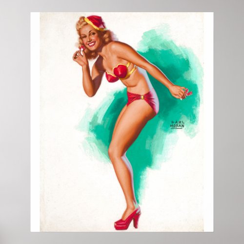 Christmas Pin Up Art Poster