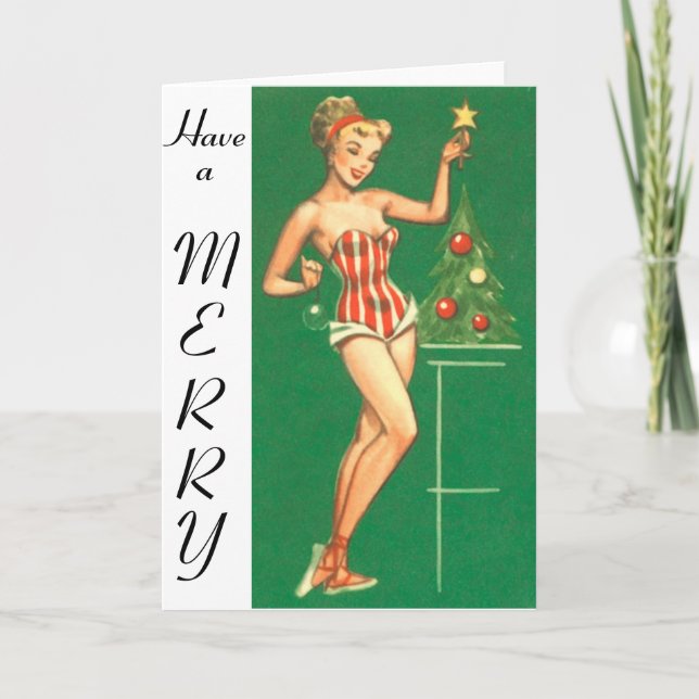 Christmas Pin-Up Girl Have a Merry Card (Front)