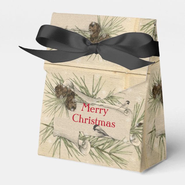 Christmas Pincones, Snowflakes, Treats, Favor Box (Front Side)