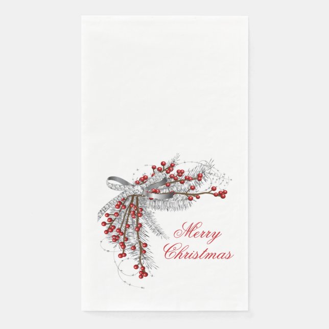 Christmas Pine and Berries Paper Guest Towels (Front)