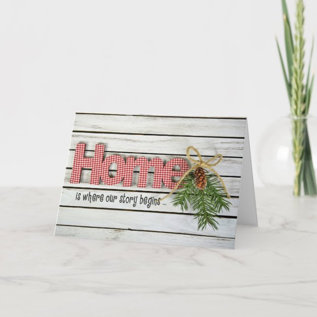 Christmas pine and Home quote Holiday Card (Front)