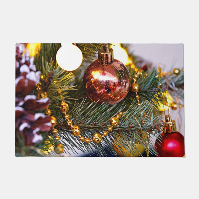 Christmas Pine Bauble and Garland Doormat (Front)