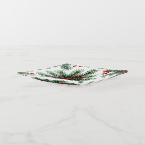 Christmas Pine Branch & Red Berries Trinket Tray |