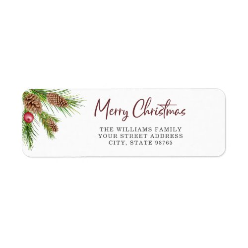 Christmas Pine Cone Greenery Return Address Label