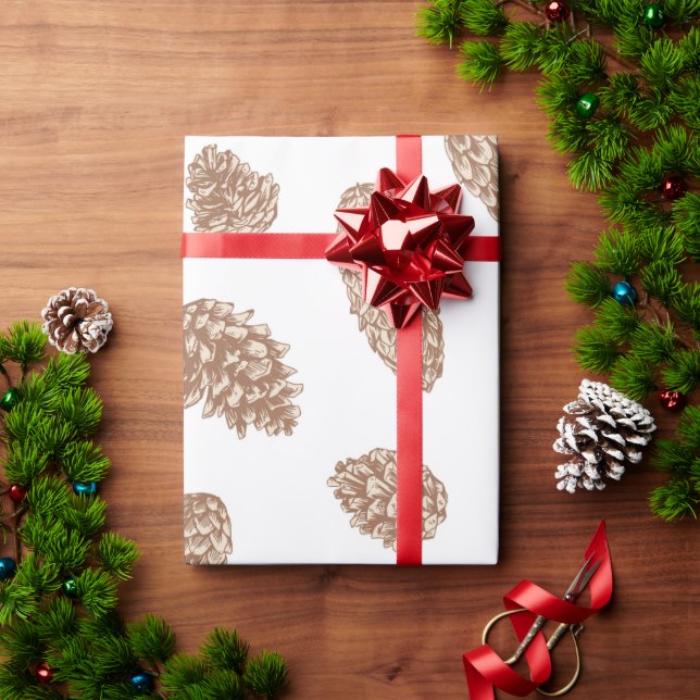 Christmas  Pine Cone Pattern Wrapping Paper (Holiday Gift)