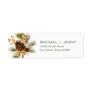Christmas Pine Cone Return Address Labels