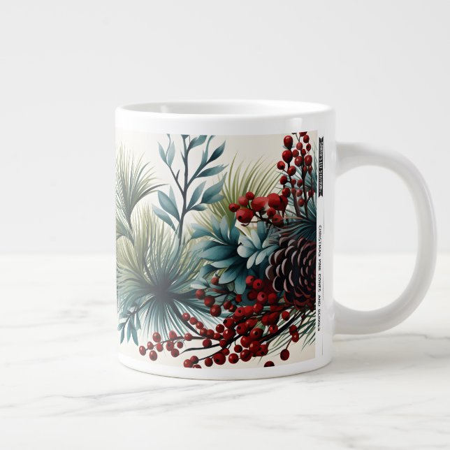 Christmas Pine Cones and Berries 20oz Mug for Coff (Right)
